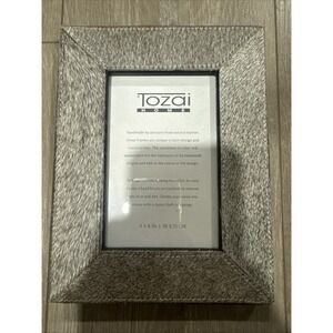 Tozai Home Photo Picture Frame Cowhide Gray Hues Neutral Tones 4x6